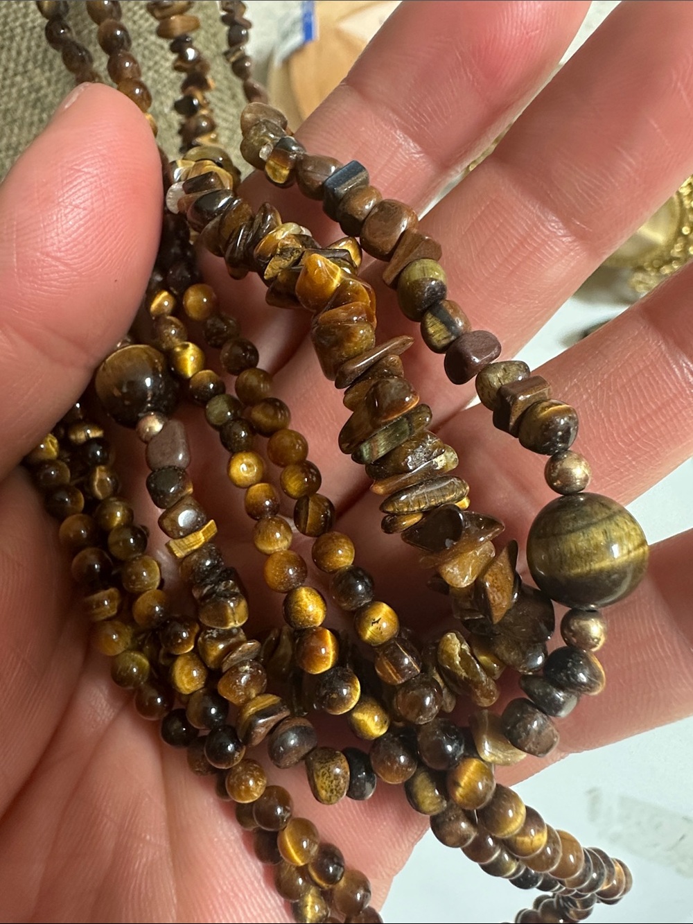 Multi-Strand Brown Tiger's Eye Beaded Necklace - Picture 6 of 9